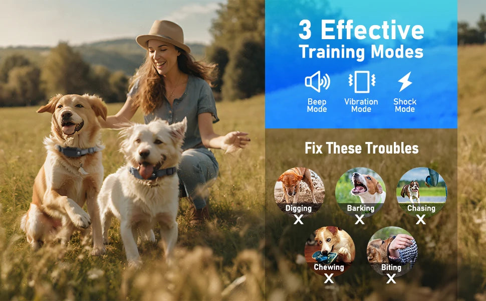 Dog Shock Collar Vibrating Electric Rechargeable Training Collar with Magnetic Remote Adjustable Waterproof E-Collar