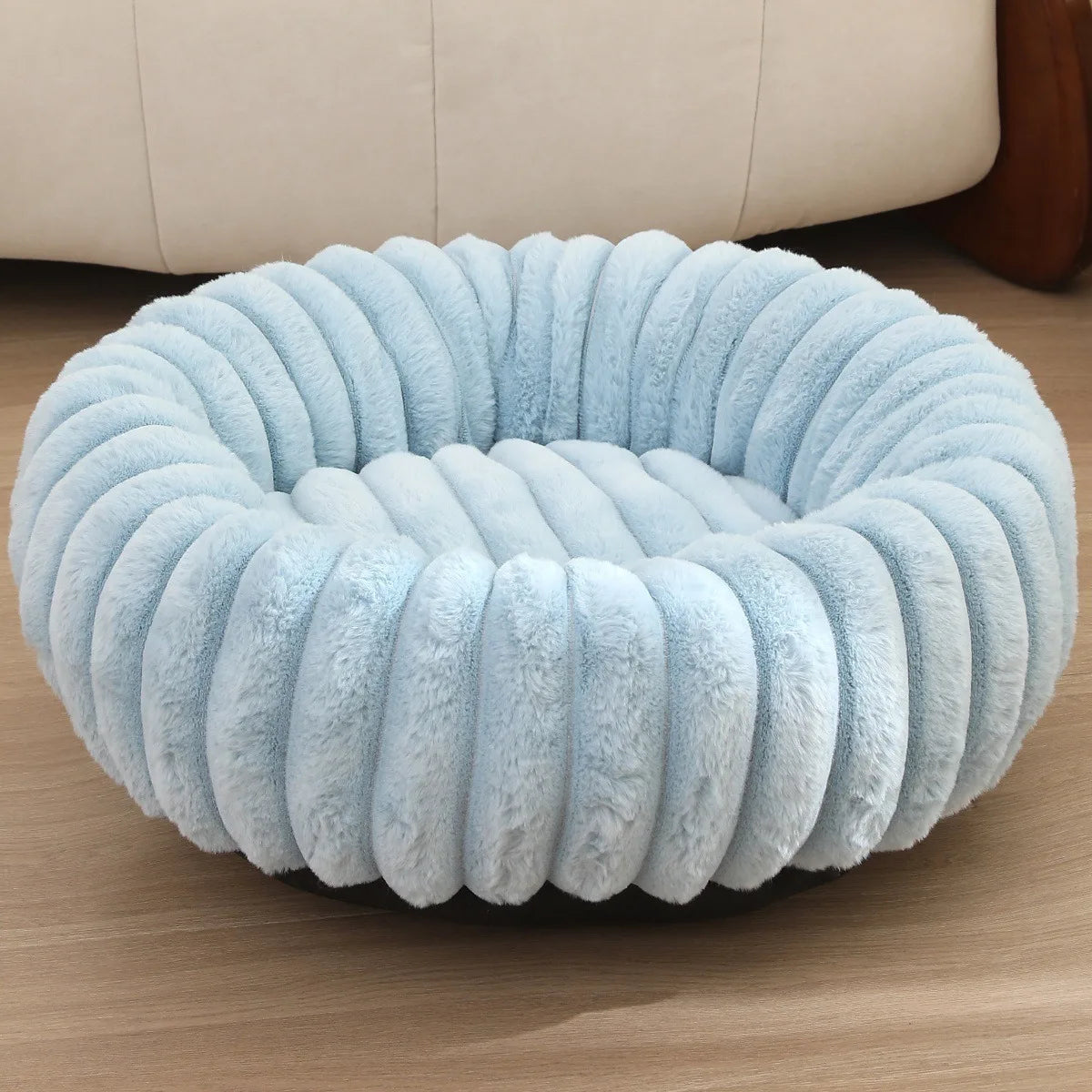Super Soft 40cm Round Pet Bed  Non Removable/ Long Plush Dog House for Medium Dog House Winter Warm Sleeping