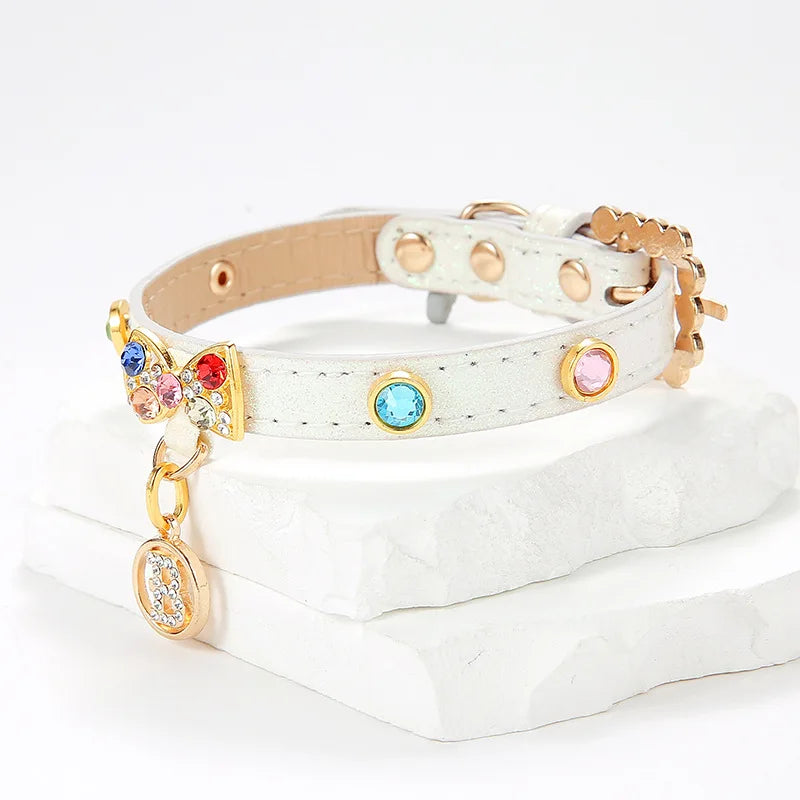 Dazzling Rhinestone Bow Collar - M