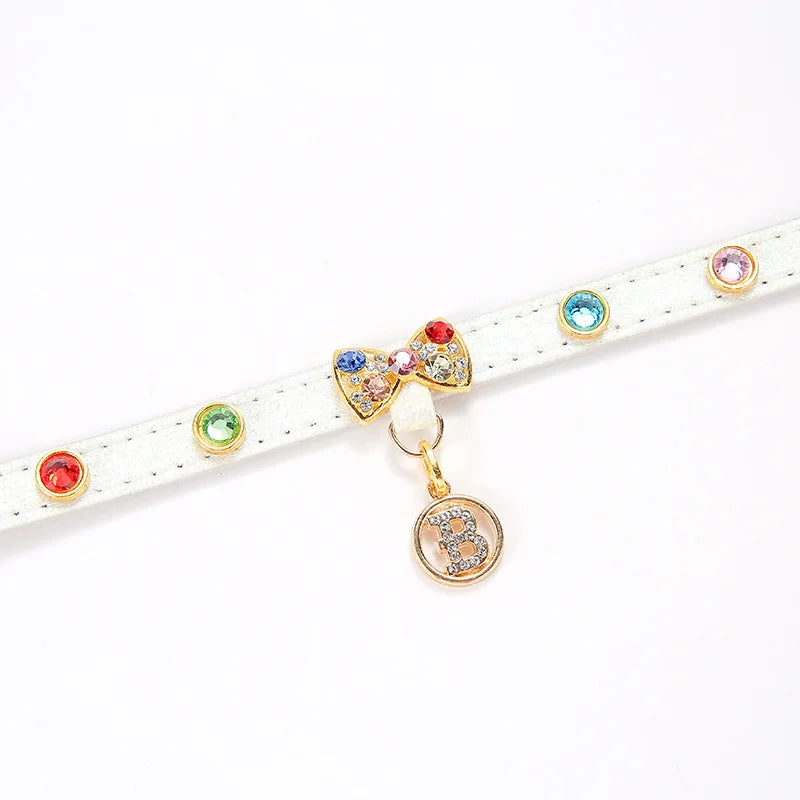 Dazzling Rhinestone Bow Collar -XS