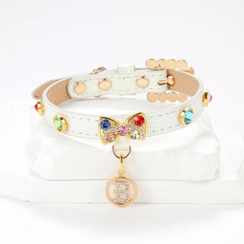 Dazzling Rhinestone Bow Collar - L
