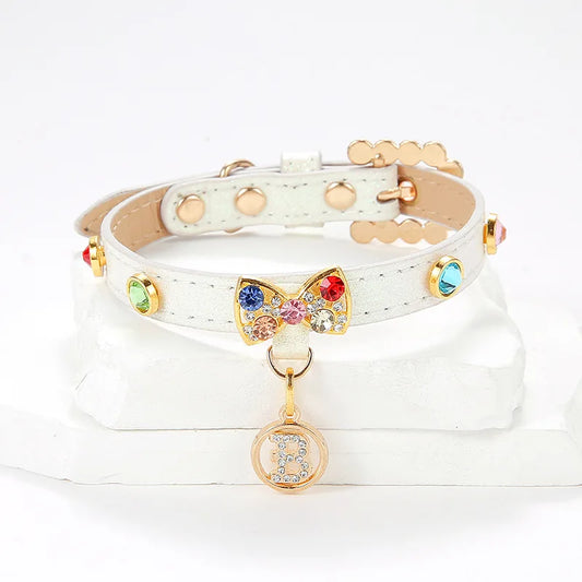 Dazzling Rhinestone Bow Collar - S