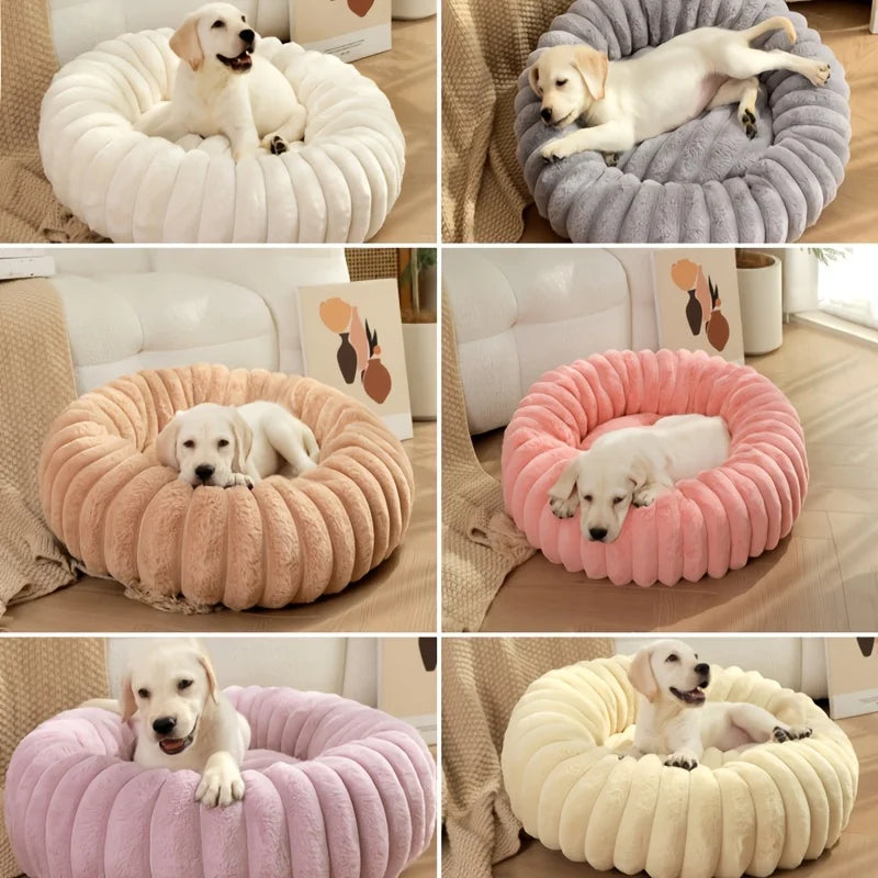 Super Soft 40cm Round Pet Bed  Non Removable/ Long Plush Dog House for Medium Dog House Winter Warm Sleeping