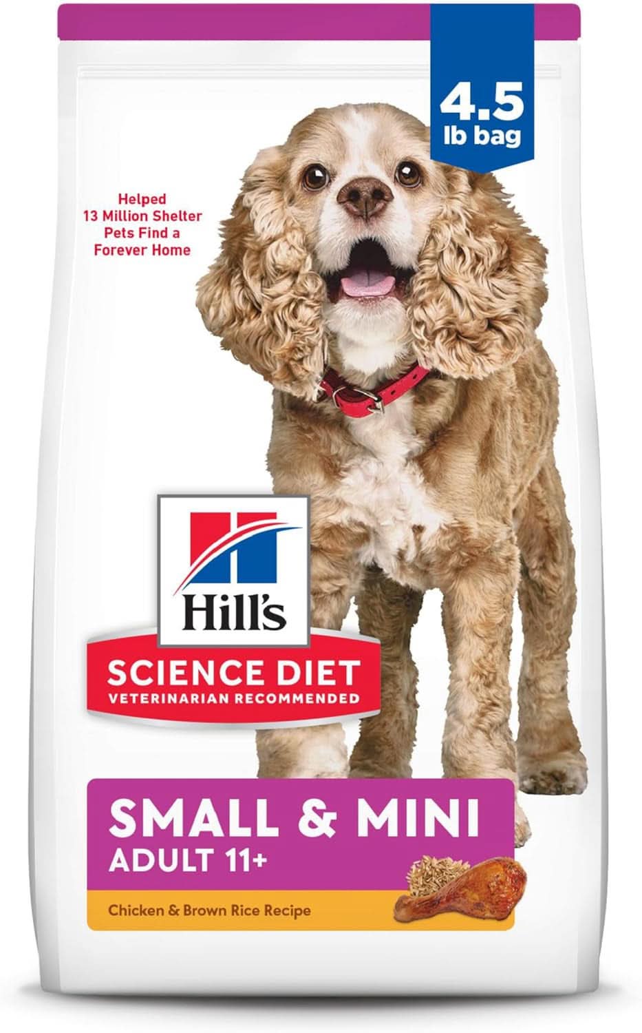 Hills Science Diet Senior Adult 11+ Small Paws, Chicken Meal, Barley and Brown Rice Recipe, Dry Dog Food for Older Small and Toy Breed Dogs 2.04kg