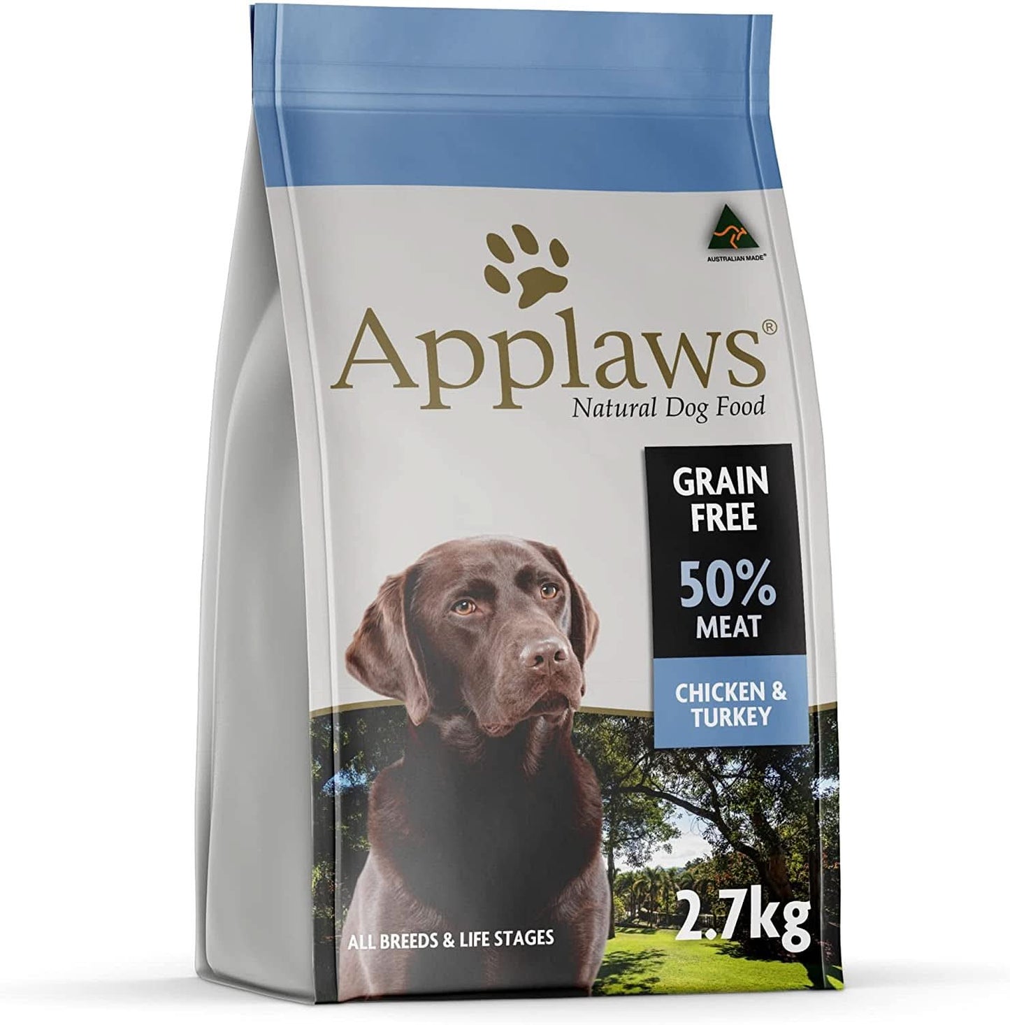 Applaws Pack of 4 Grain-Free Chicken & Turkey Dry Dog Food - with Cranberry and Sweet Potato, for All Breeds and All Life Stages 2.7kg